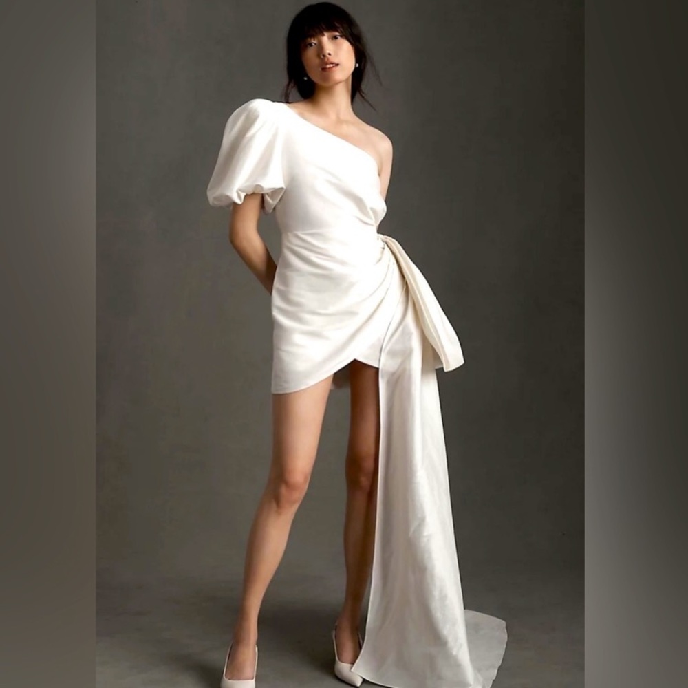 Sachin & Babi Dorien White Bow Dress - Anthropologie Bridal